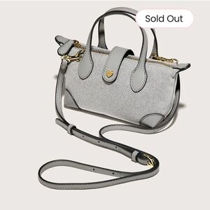 NWT Stoney Clover Lane Heather Gray / Grey Pouchette Bag Silver & Gold Accents